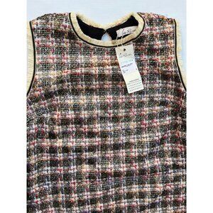 Iren Klairie Womens Metallic Multi color Sleeveless Tweed Shift Dress Size 40